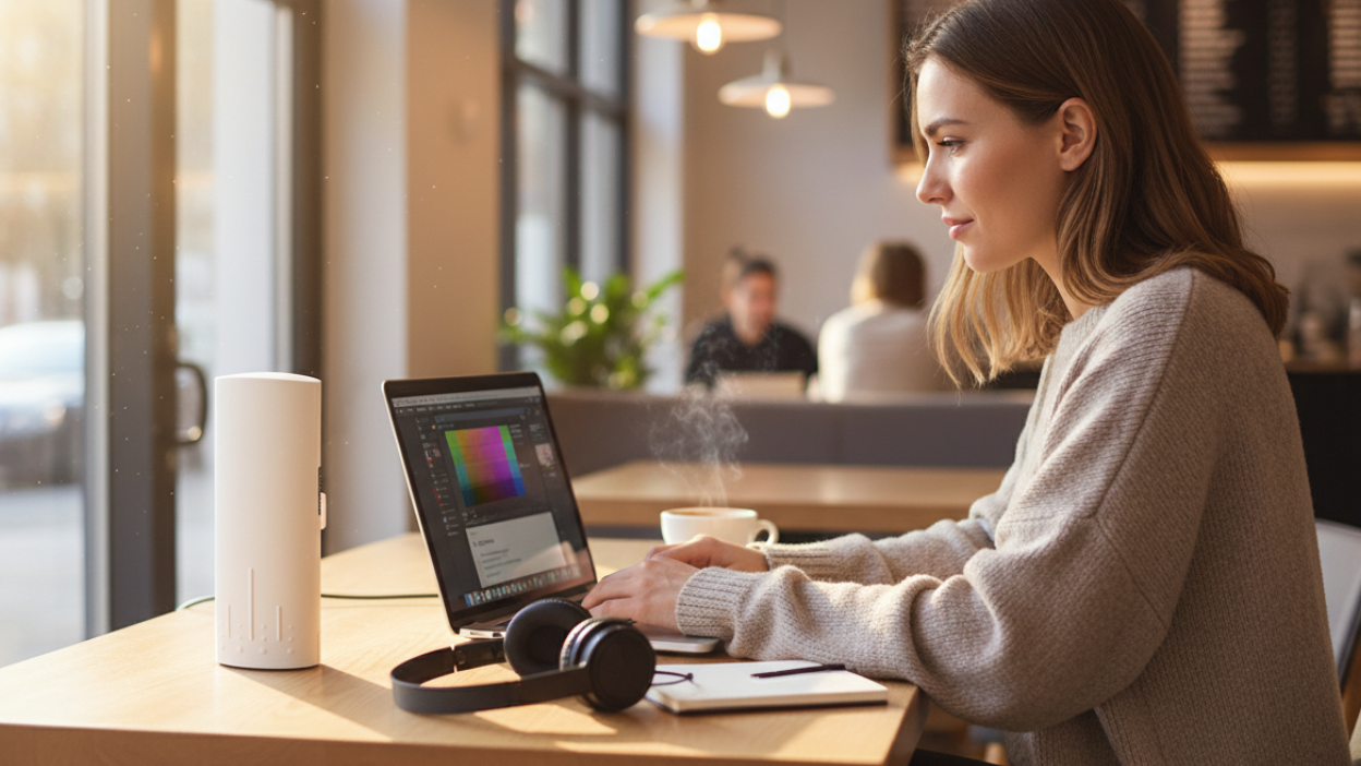 咖啡厅办公场景配路由器