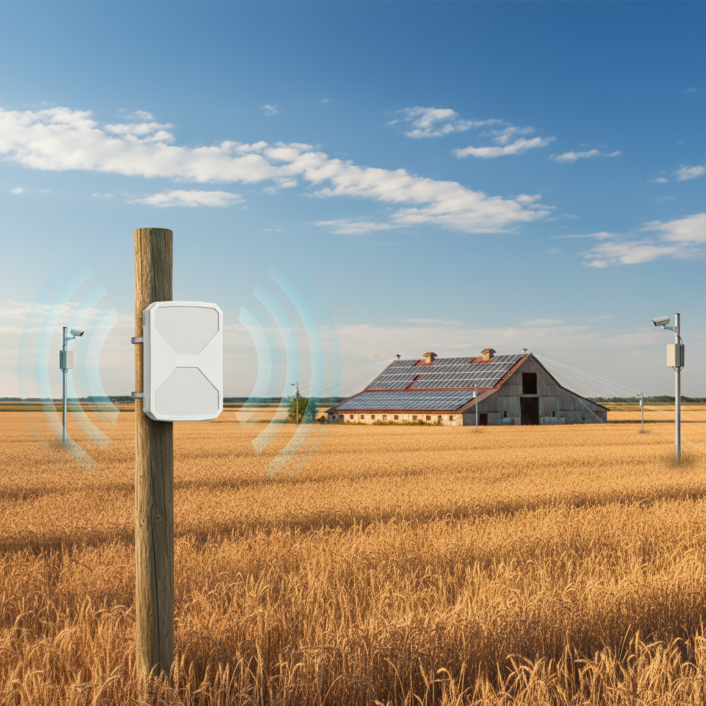 Farm wheat field solar panel security camera WiFi AP