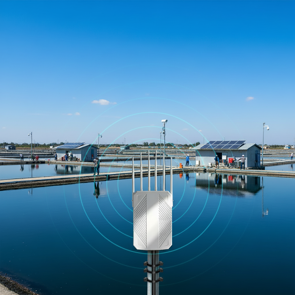 Fish farm WiFi with cable
